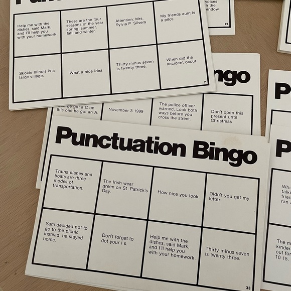 Vintage Punctuation Bingo English Classroom Homeschool Grammar Learning Game - Picture 5 of 8